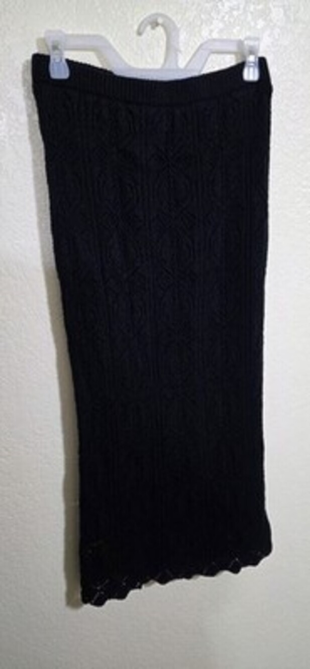 FRESHMAN 1996 Black Knit Midi Skirt, Boho Womens Size M, Diamond Pattern Bodycon - Picture 5 of 12